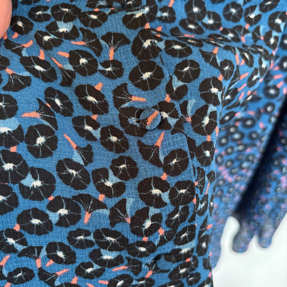 Ann Taylor Blue Morning Glory Button Down Midi Shirtdress - Picture 7 of 10